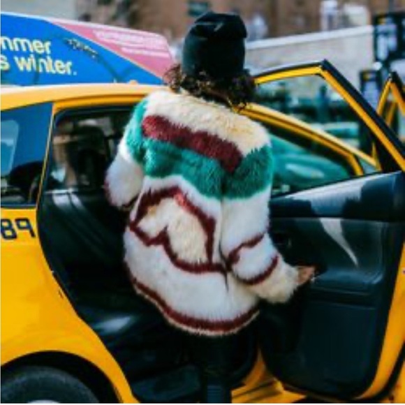 MAISON SCOTCH & Soda Faux Fur Colorful Coat Sz OS S M Winter Festival Concert - Picture 9 of 16